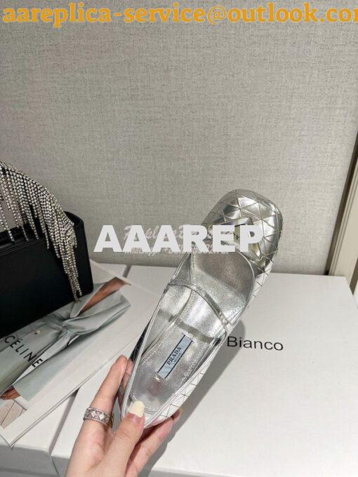 Replica Prada Metallic Leather Pumps 1I771M Silver 9