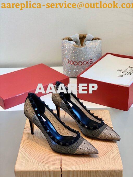 Replica Valentino Rockstud Lace Pump 85mm Black 4