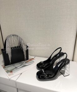 Replica Prada Patent Leather Sling Back Pumps 90 mm 1I770M Black