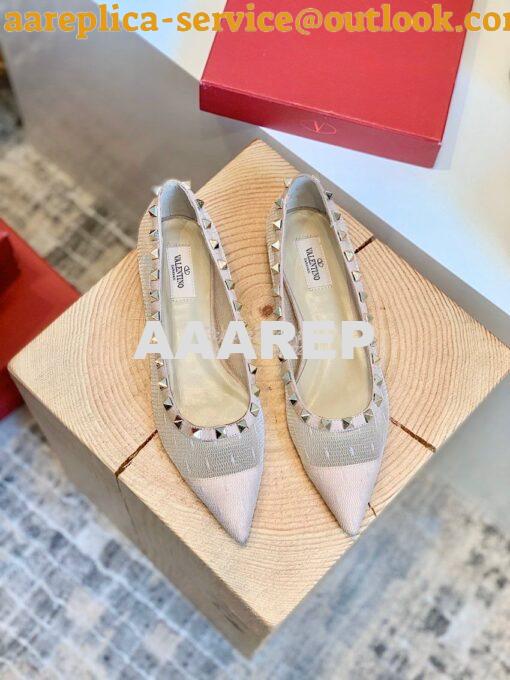 Replica Valentino Rockstud Lace Ballet Flat Nude 5