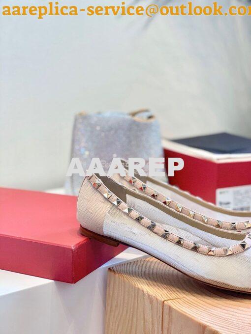 Replica Valentino Rockstud Lace Ballet Flat Nude 6