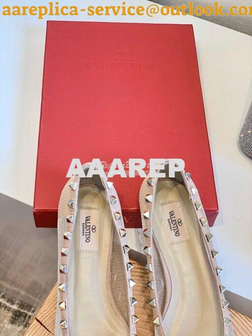 Replica Valentino Rockstud Lace Ballet Flat Nude 7