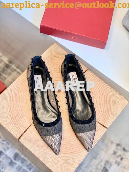 Replica Valentino Rockstud Lace Ballet Flat Black 3