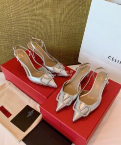 Replica Valentino VLogo Laminated Nappa Slingback Pump 40mm 80mm SW2S0