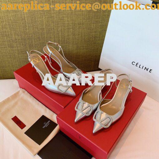 Replica Valentino VLogo Laminated Nappa Slingback Pump 40mm 80mm SW2S0