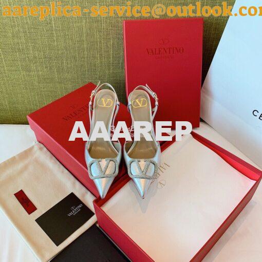 Replica Valentino VLogo Laminated Nappa Slingback Pump 40mm 80mm SW2S0 7