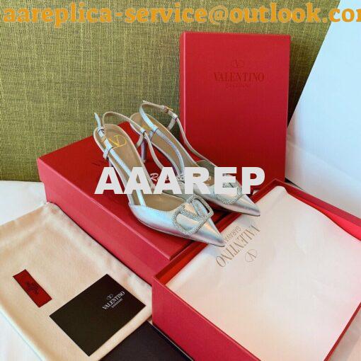 Replica Valentino VLogo Laminated Nappa Slingback Pump 40mm 80mm SW2S0 8