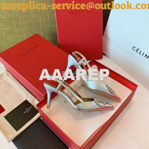 Replica Valentino VLogo Laminated Nappa Slingback Pump 40mm 80mm SW2S0 9