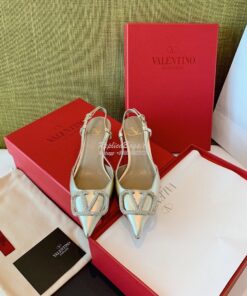 Replica Valentino VLogo Laminated Nappa Slingback Pump 40mm 80mm SW2S0 2