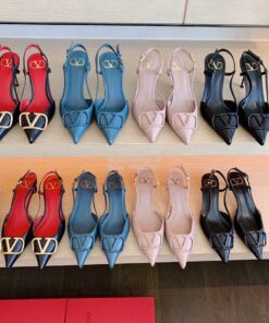 Replica Valentino VLogo Calfskin Slingback Pump 40mm 80mm SW2S0Q70 Blu