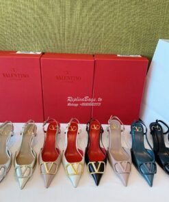 Replica Valentino VLogo Calfskin Slingback Pump 40mm 80mm SW2S0Q70 Blu 2