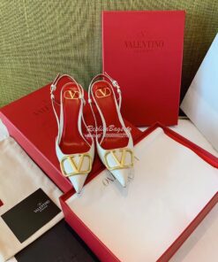 Replica Valentino Gold VLogo Calfskin Slingback Pump 40mm 80mm SW2S0Q7 2