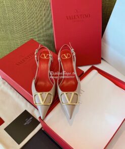 Replica Valentino Gold VLogo Calfskin Slingback Pump 40mm 80mm SW2S0Q7