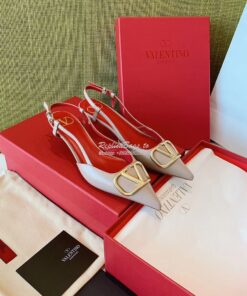 Replica Valentino Gold VLogo Calfskin Slingback Pump 40mm 80mm SW2S0Q7 2