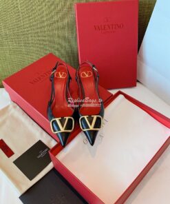 Replica Valentino Gold VLogo Calfskin Slingback Pump 40mm 80mm SW2S0Q7 2