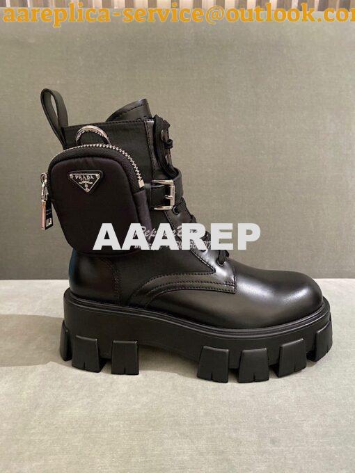 Replica Prada Brushed Rois Leather And Nylon Boots 1T255M Black 3