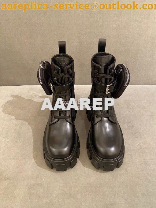 Replica Prada Brushed Rois Leather And Nylon Boots 1T255M Black 4