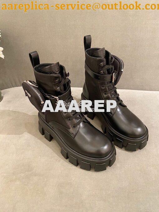 Replica Prada Brushed Rois Leather And Nylon Boots 1T255M Black 5