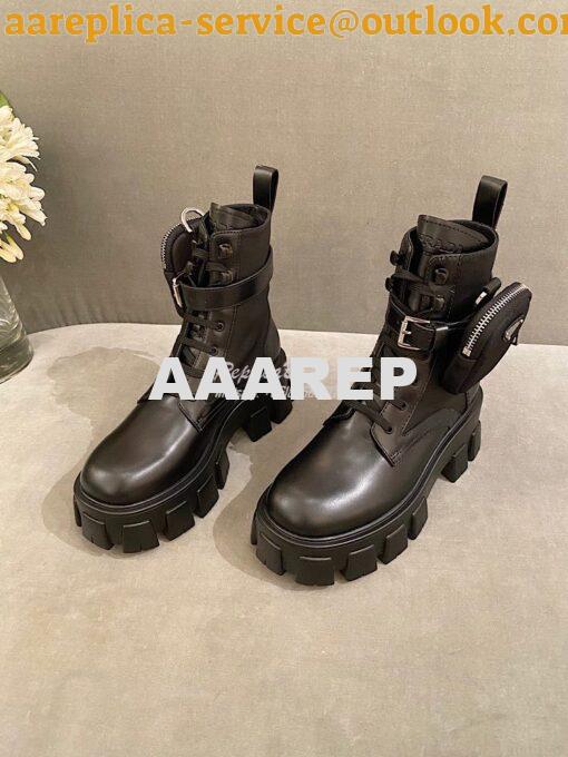 Replica Prada Brushed Rois Leather And Nylon Boots 1T255M Black 6