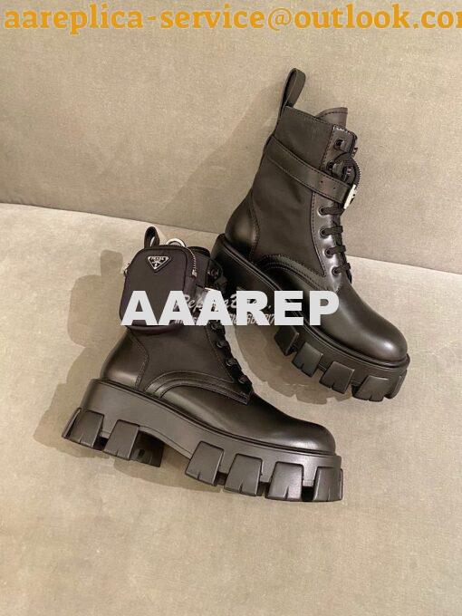 Replica Prada Brushed Rois Leather And Nylon Boots 1T255M Black 7