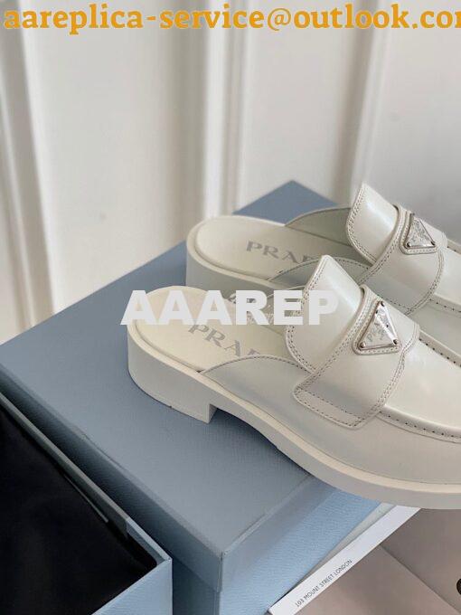 Replica Prada Brushed Leather Mules 1D652M White 4