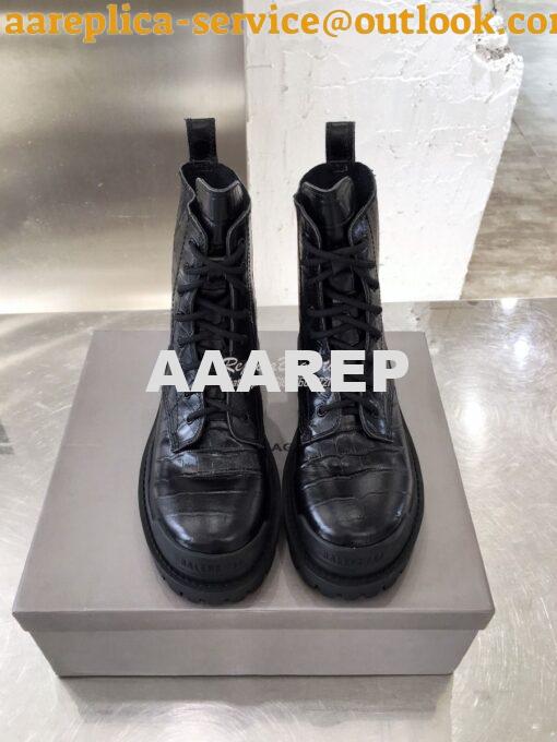 Replica Balenciaga Strike 20mm Lace-Up Boot 600970 Black Crocodile Emb