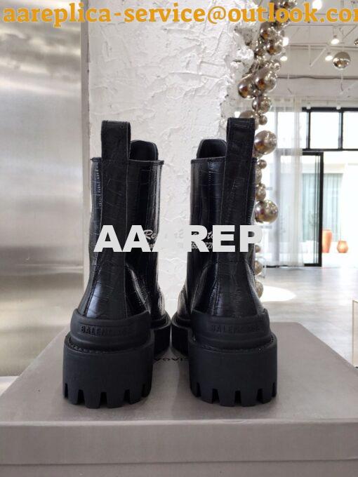 Replica Balenciaga Strike 20mm Lace-Up Boot 600970 Black Crocodile Emb 3