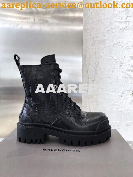 Replica Balenciaga Strike 20mm Lace-Up Boot 600970 Black Crocodile Emb 4