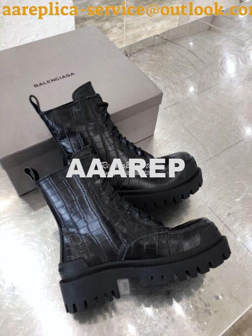 Replica Balenciaga Strike 20mm Lace-Up Boot 600970 Black Crocodile Emb 5