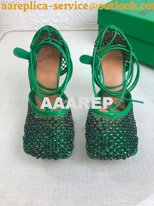 Replica Bottega Veneta BV Sparkle Stretch Green Rhinestone Mesh 667206