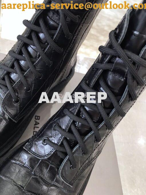 Replica Balenciaga Strike 20mm Lace-Up Boot 600970 Black Crocodile Emb 7