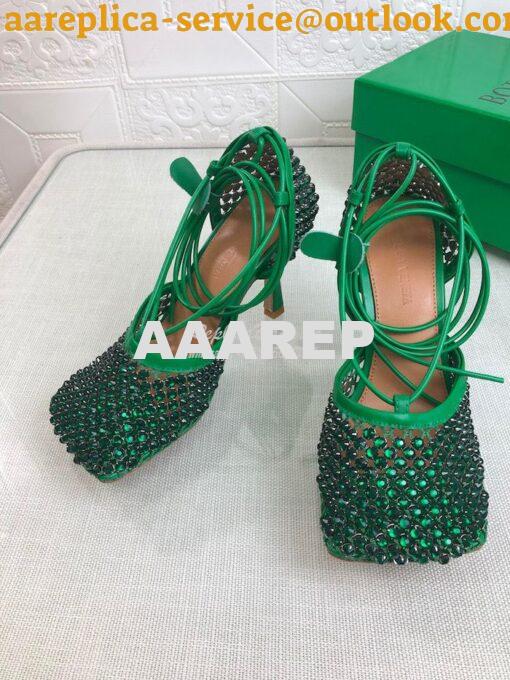 Replica Bottega Veneta BV Sparkle Stretch Green Rhinestone Mesh 667206 2