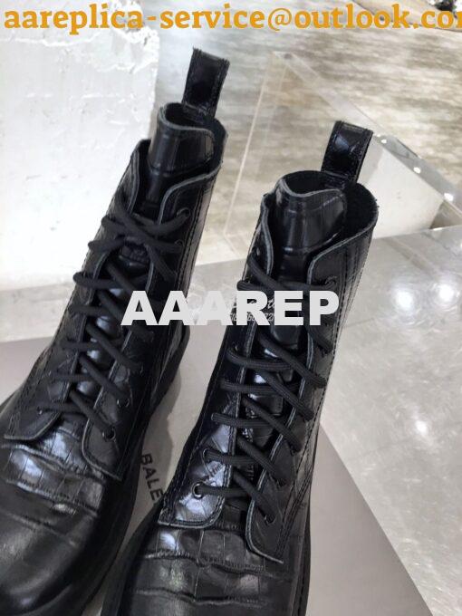 Replica Balenciaga Strike 20mm Lace-Up Boot 600970 Black Crocodile Emb 8