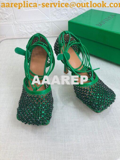 Replica Bottega Veneta BV Sparkle Stretch Green Rhinestone Mesh 667206 3