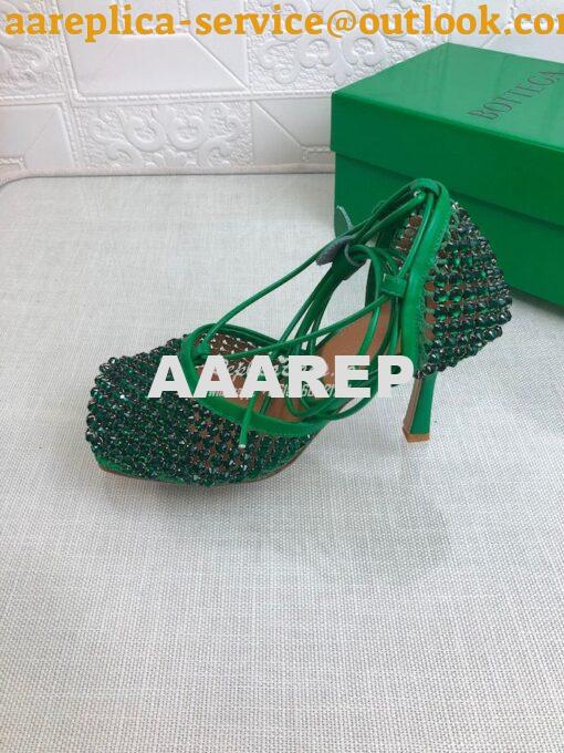 Replica Bottega Veneta BV Sparkle Stretch Green Rhinestone Mesh 667206 4