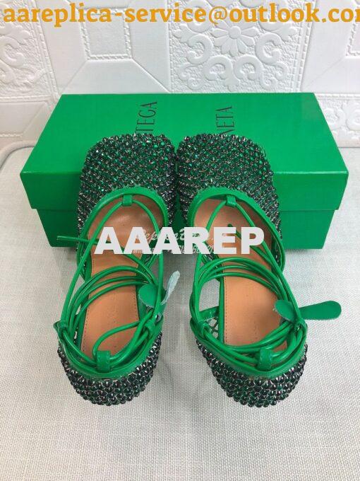 Replica Bottega Veneta BV Sparkle Stretch Green Rhinestone Mesh 667206 5