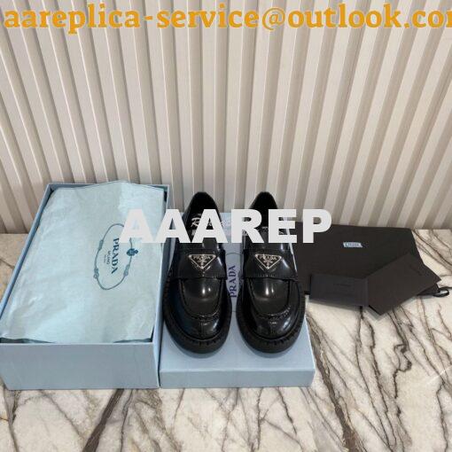 Replica Prada Brushed Leather Loafers 1D246M Black