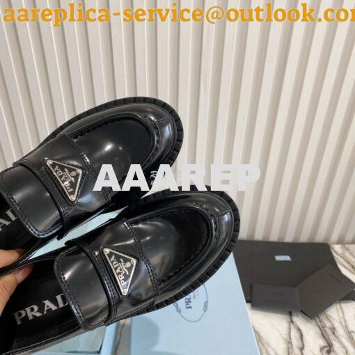 Replica Prada Brushed Leather Loafers 1D246M Black 7