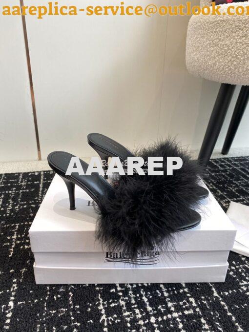 Replica Balenciaga Boudoir 70mm Sandal In Black Feathers 787447 7