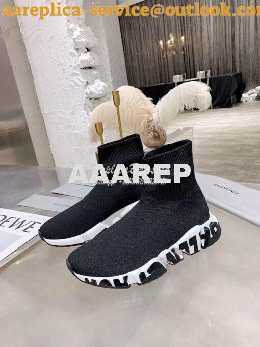 Replica Balenciaga Men Female Speed Graffiti Sneaker 645334 White Blac 8