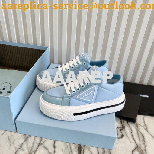 Replica Prada Macro Re-nylon And Brushed Leather Sneakers 1E661M Blue 3