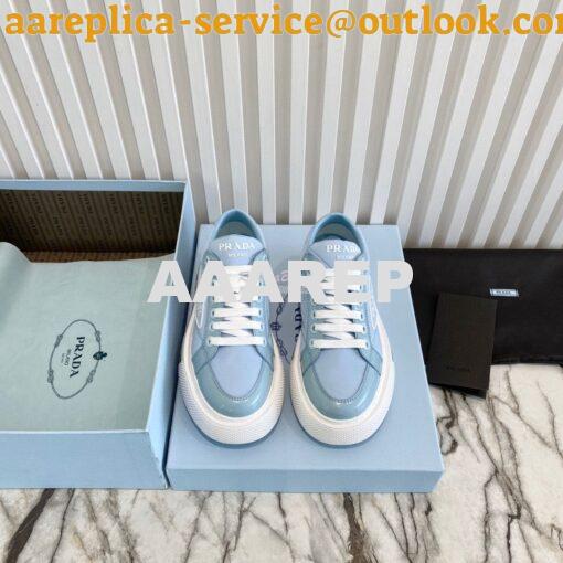 Replica Prada Macro Re-nylon And Brushed Leather Sneakers 1E661M Blue 4