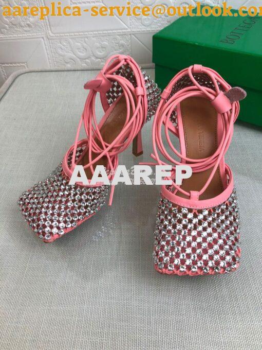 Replica Bottega Veneta BV Sparkle Stretch Rhinestone Mesh 667206 Coral 2