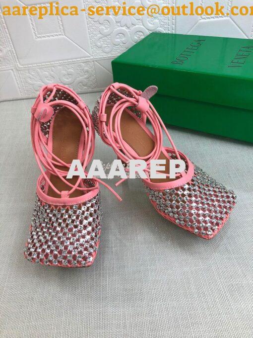 Replica Bottega Veneta BV Sparkle Stretch Rhinestone Mesh 667206 Coral 3