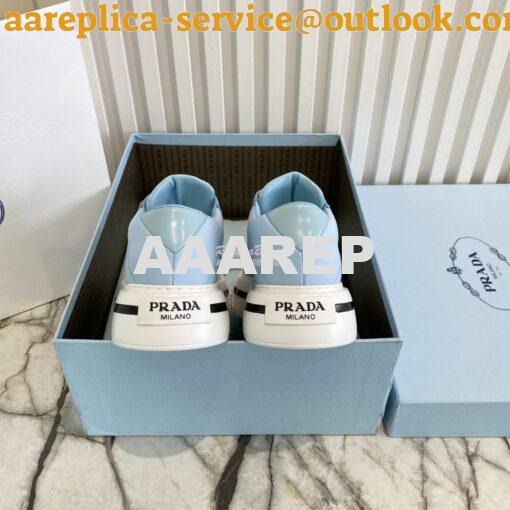 Replica Prada Macro Re-nylon And Brushed Leather Sneakers 1E661M Blue 6