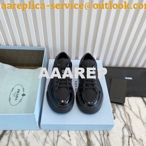 Replica Prada Macro Re-nylon And Brushed Leather Sneakers 1E661M Black 3