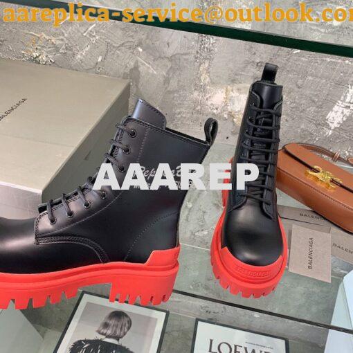 Replica Balenciaga Women's Strike 20mm Lace-up Boot In Black/ Red 5909 6