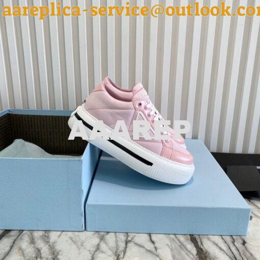 Replica Prada Macro Re-nylon And Brushed Leather Sneakers 1E661M Pink 6