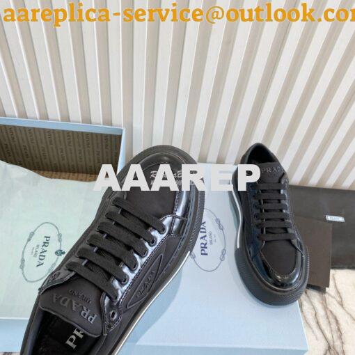 Replica Prada Macro Re-nylon And Brushed Leather Sneakers 1E661M Black 7