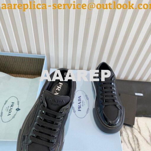 Replica Prada Macro Re-nylon And Brushed Leather Sneakers 1E661M Black 8